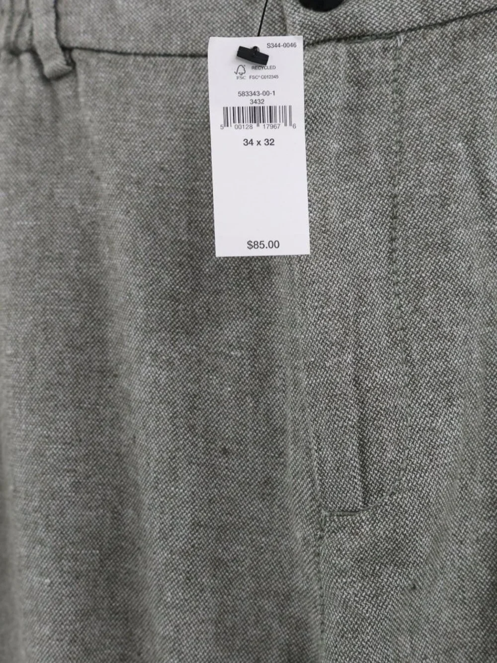 NWT Banana Republic Pants 34x28 Athletic fit Tapered Linen Cotton Herringbone